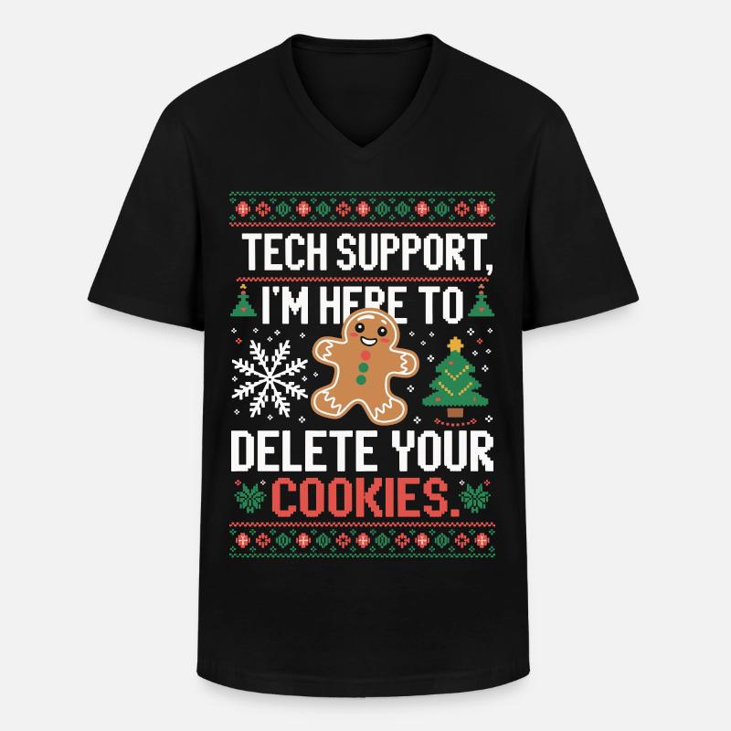 Tech Support Cookie Saying - Men's V-Neck T-Shirt - black