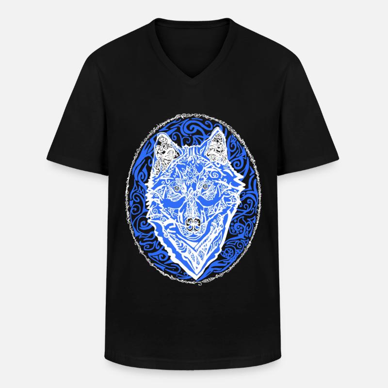 Wolf - Männer-T-Shirt mit V-Ausschnitt - Schwarz