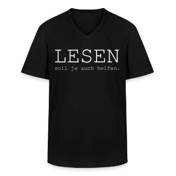 Lesen soll ja auch helfen - Männer-T-Shirt mit V-Ausschnitt - Schwarz - Vorne - AI Model Male 178 dark (178cm)