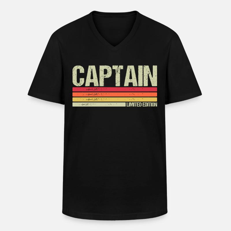 Captain - Männer-T-Shirt mit V-Ausschnitt - Schwarz