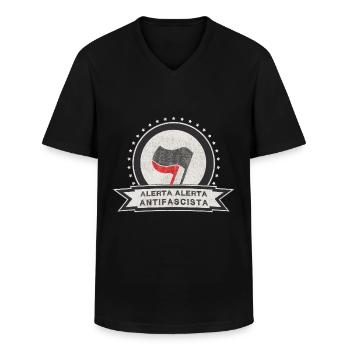 Antifa International antifascista alerta alerta - Männer-T-Shirt mit V-Ausschnitt - Schwarz - Vorne - AI Model Male 178 dark (178cm)