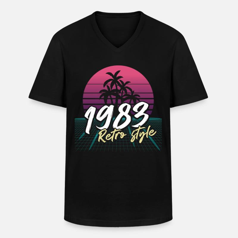SW 1983 Retro-Stil - Männer-T-Shirt mit V-Ausschnitt - Schwarz