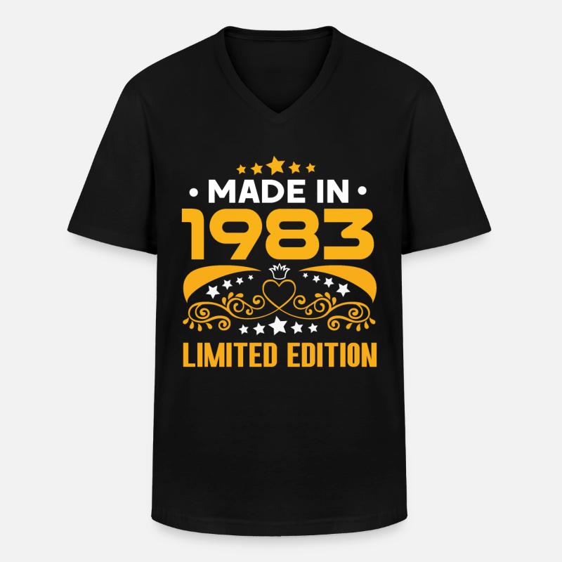 Hergestellt 1983 Limitierte Auflage - Männer-T-Shirt mit V-Ausschnitt - Schwarz