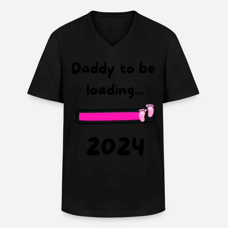 Daddy loading 2024 Girl - Männer-T-Shirt mit V-Ausschnitt - Schwarz
