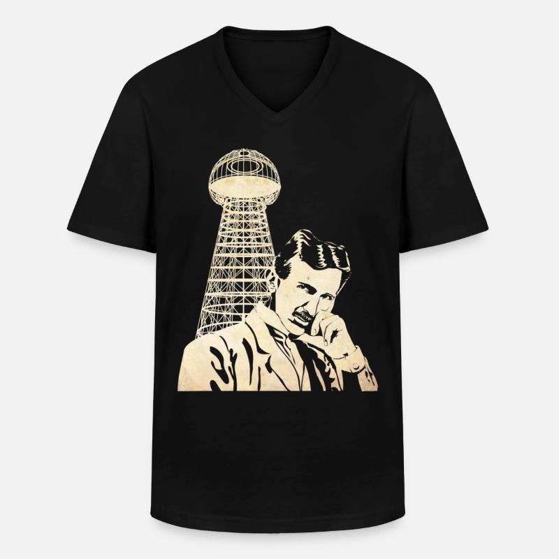 Nikola Tesla - Männer-T-Shirt mit V-Ausschnitt - Schwarz