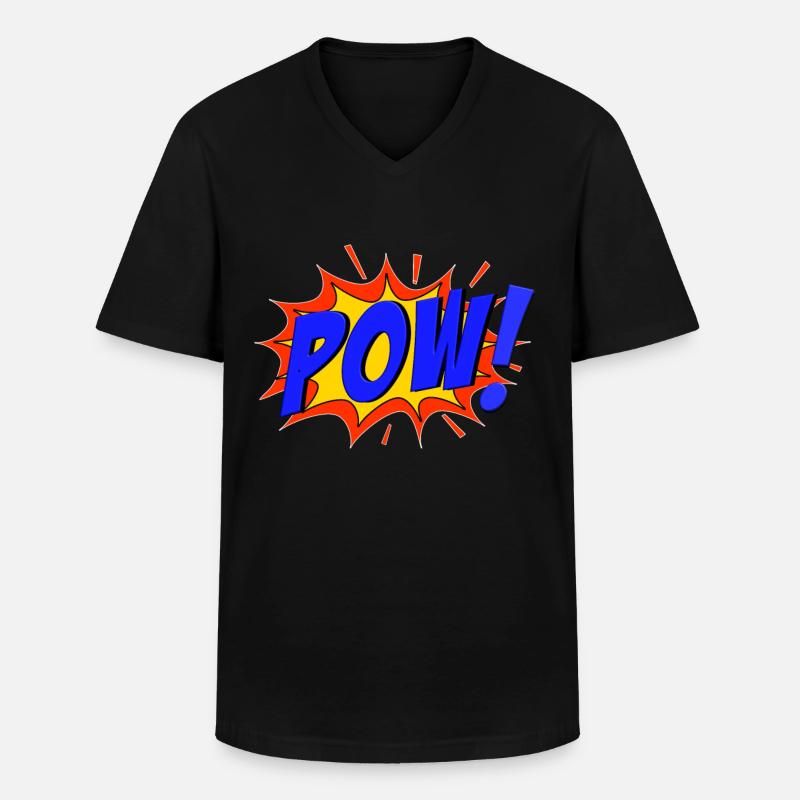 POW Comic Pow! - Männer-T-Shirt mit V-Ausschnitt - Schwarz