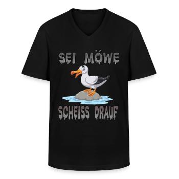 Sei Möwe Scheiss Drauf - Männer-T-Shirt mit V-Ausschnitt - Schwarz - Vorne - AI Model Male 178 dark (178cm)