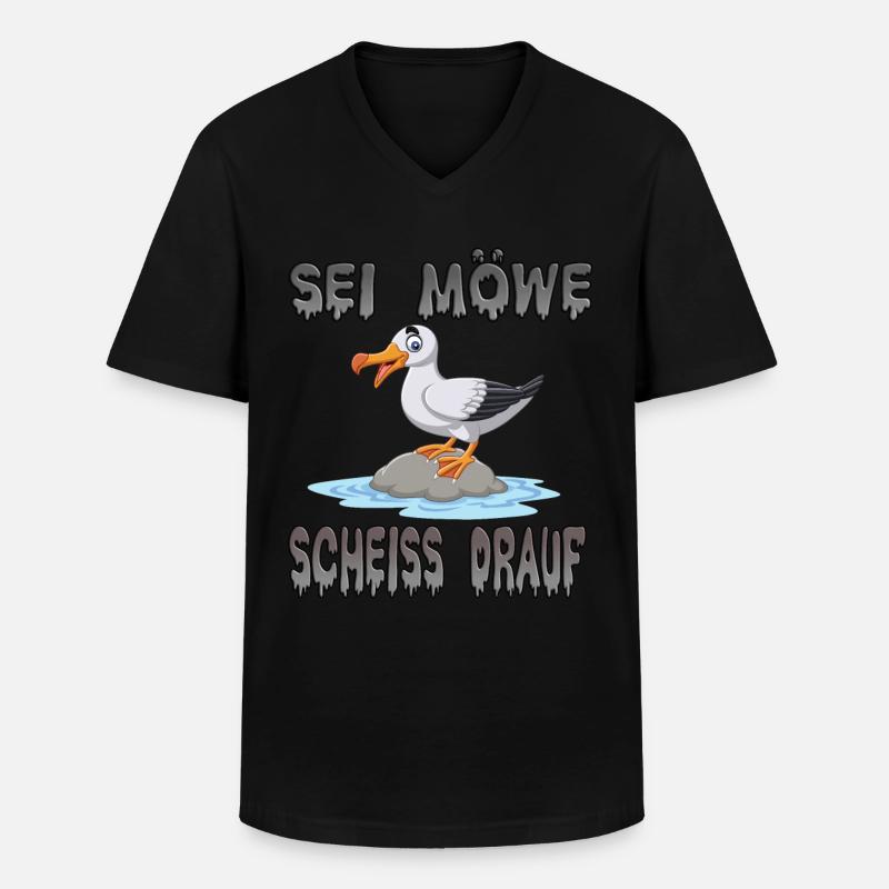 Sei Möwe Scheiss Drauf - Männer-T-Shirt mit V-Ausschnitt - Schwarz