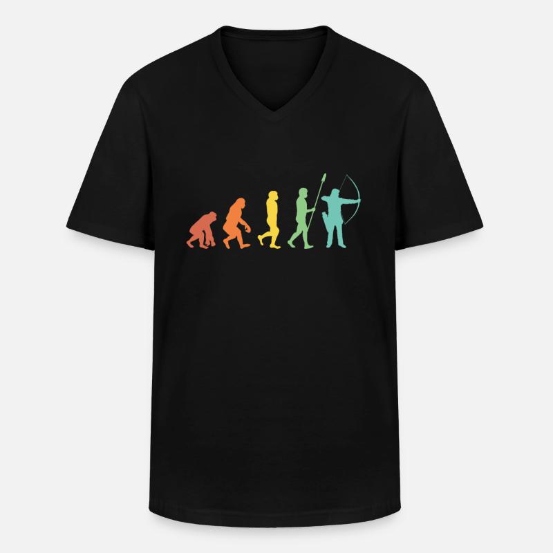 Evolution Bogenschießen Bogenschütze Pfeil Bogen - T-shirt col V Homme - noir