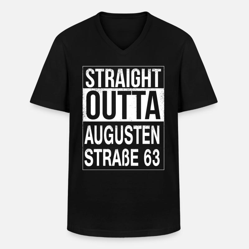 Köthen Augustenstraße 63 - Männer-T-Shirt mit V-Ausschnitt - Schwarz