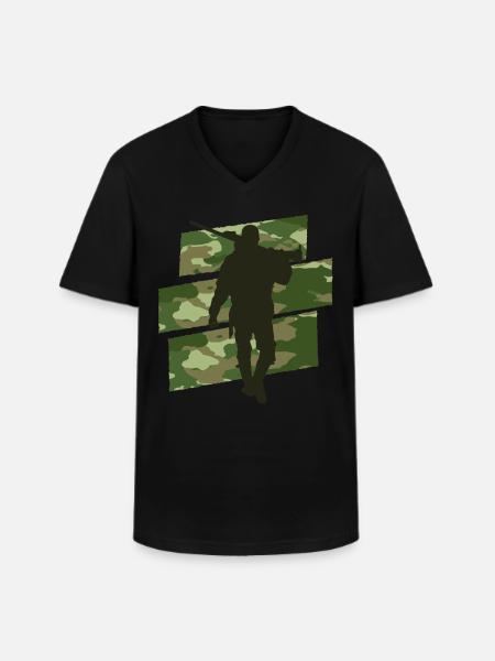Hunter camouflage - Men's V-Neck T-Shirt - black
