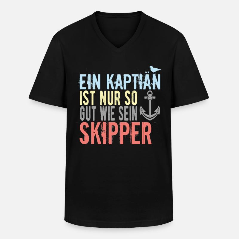 Skipper Sprüche - Männer-T-Shirt mit V-Ausschnitt - Schwarz