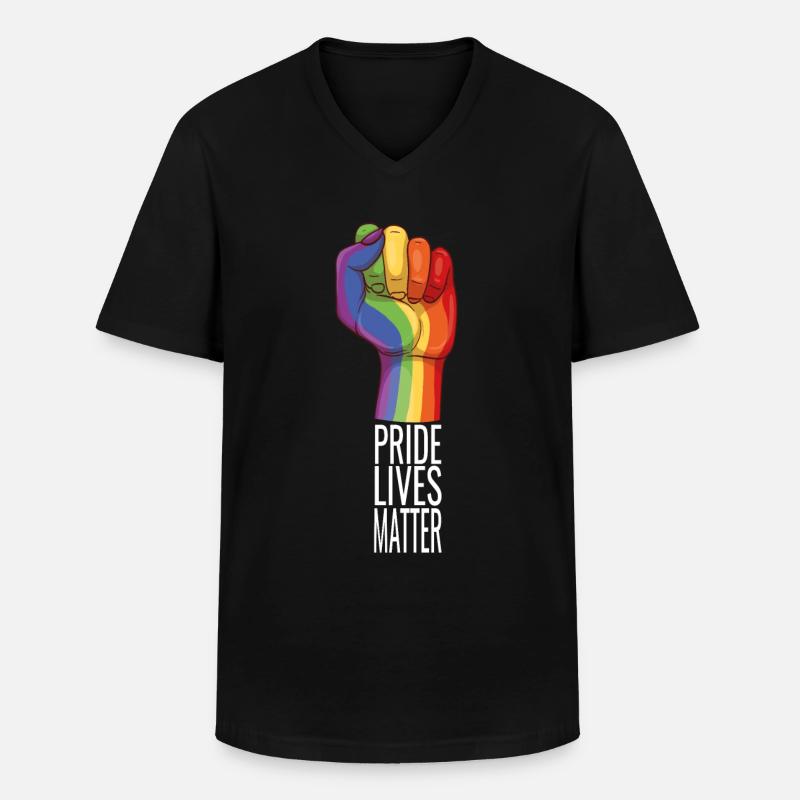 Pride Regenbogen - Männer-T-Shirt mit V-Ausschnitt - Schwarz