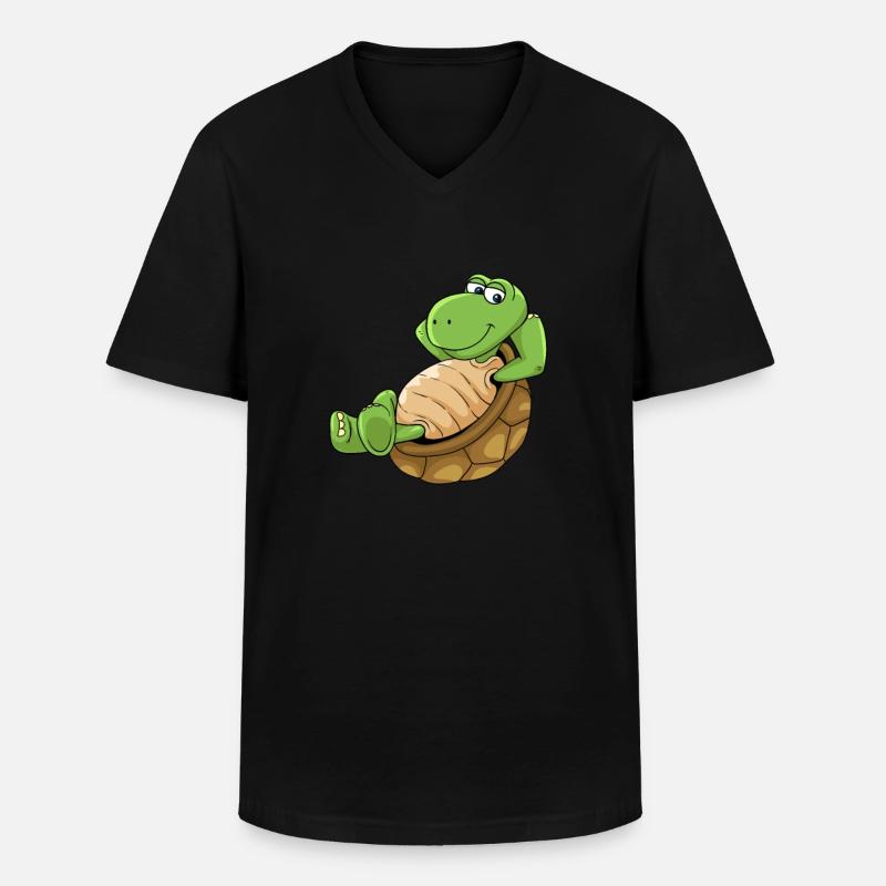 Schildkröte Lustig Comic Relax - Männer-T-Shirt mit V-Ausschnitt - Schwarz
