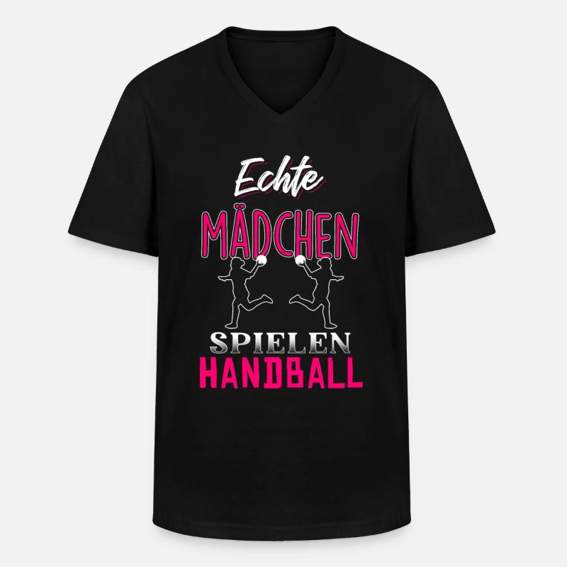 Echte Mädchen spielen Handball - Männer-T-Shirt mit V-Ausschnitt - Schwarz