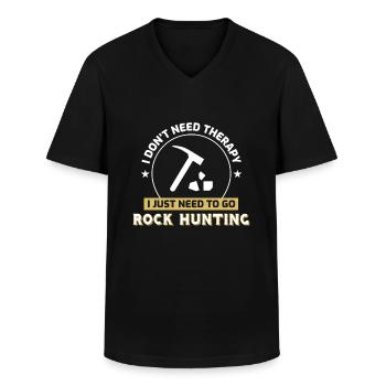 Rock Collecting Funny Geology Mineral Rockhound - Men's V-Neck T-Shirt - black - Front - AI Model Male 178 dark (178cm)