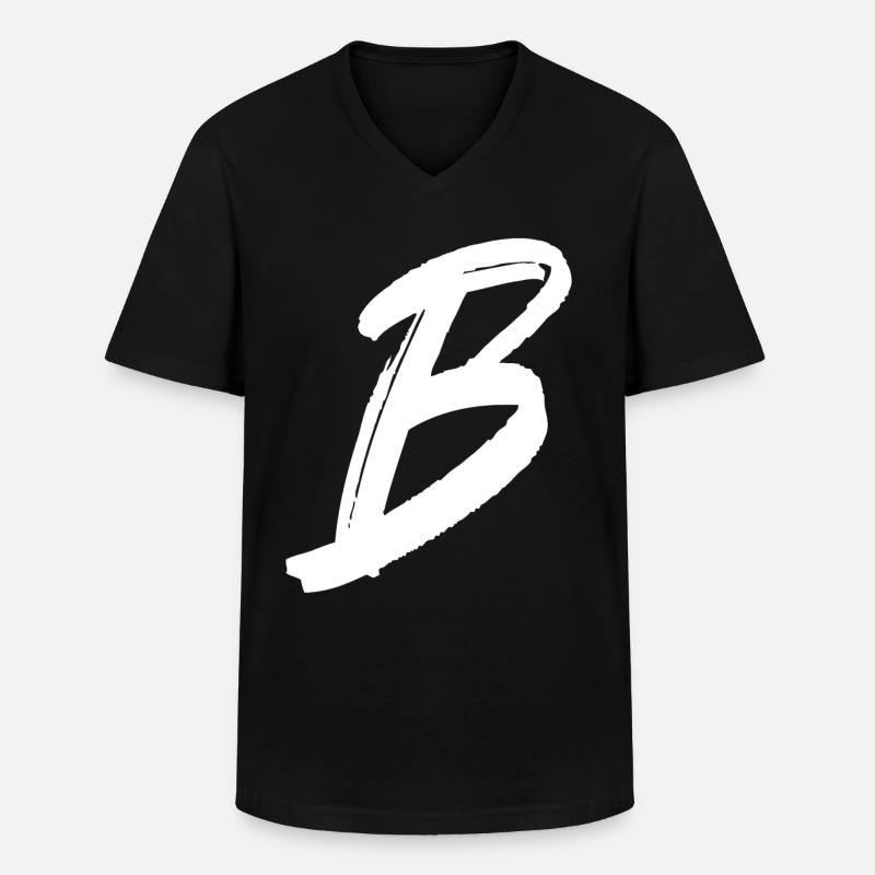 B - Männer-T-Shirt mit V-Ausschnitt - Schwarz