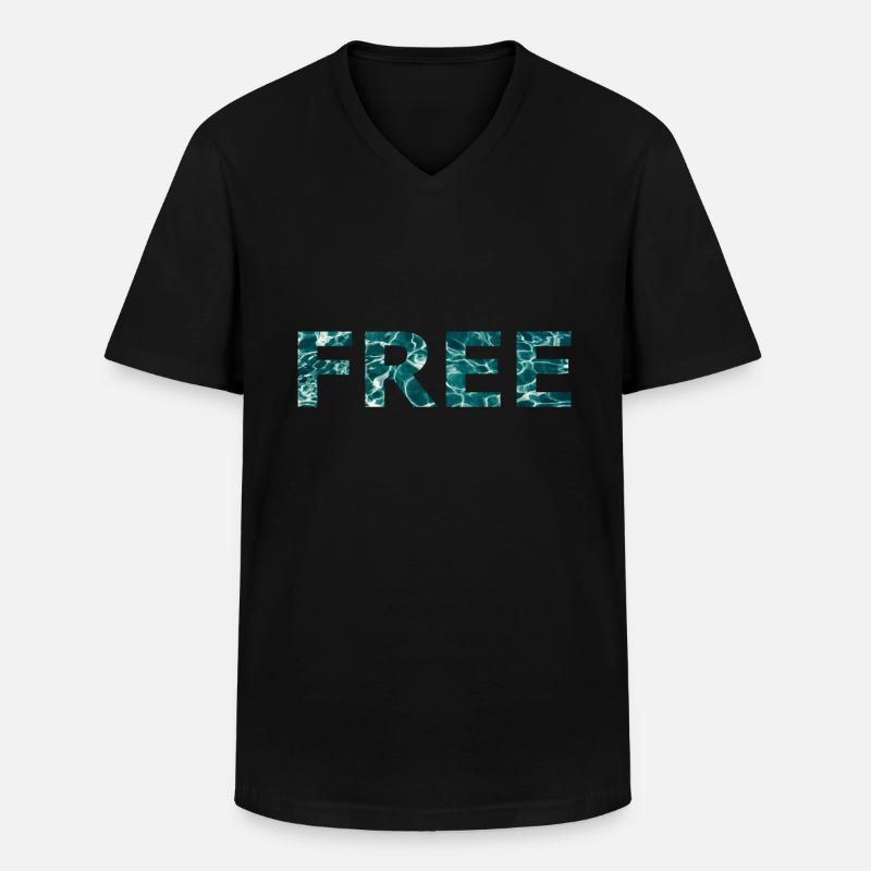FREI - Männer-T-Shirt mit V-Ausschnitt - Schwarz