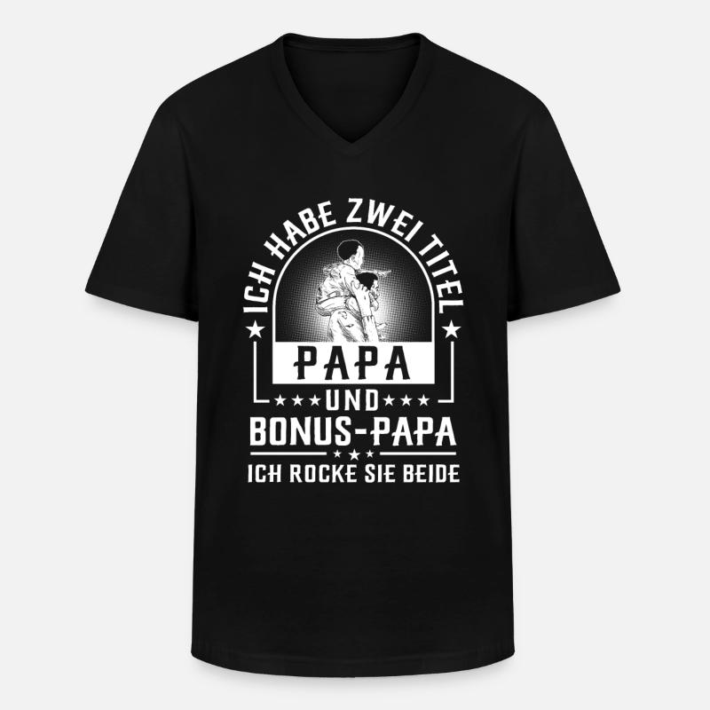 Bonus Papa - Männer-T-Shirt mit V-Ausschnitt - Schwarz