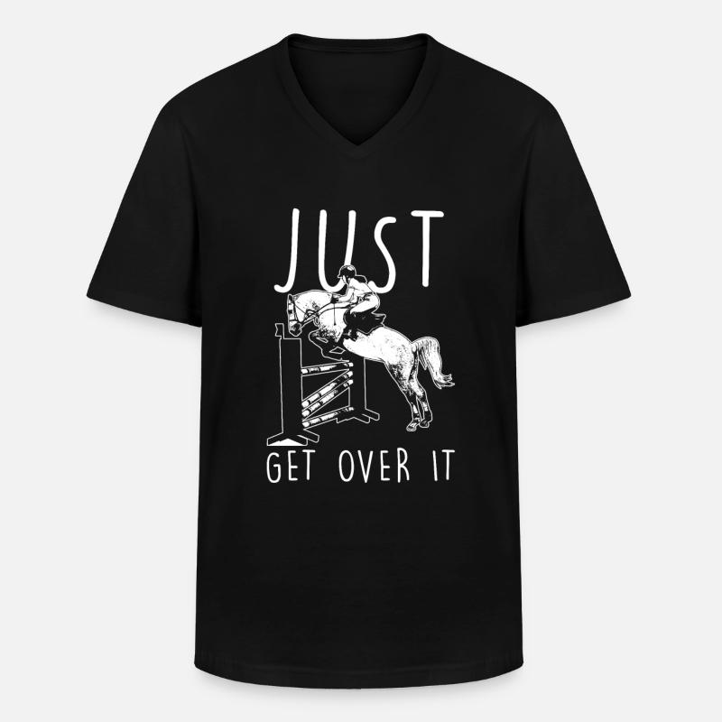 Springreiten - Männer-T-Shirt mit V-Ausschnitt - Schwarz