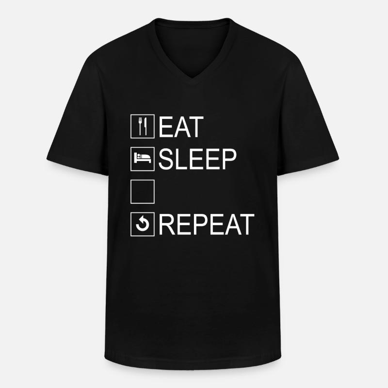 Eat Sleep Repeat Template - Männer-T-Shirt mit V-Ausschnitt - Schwarz