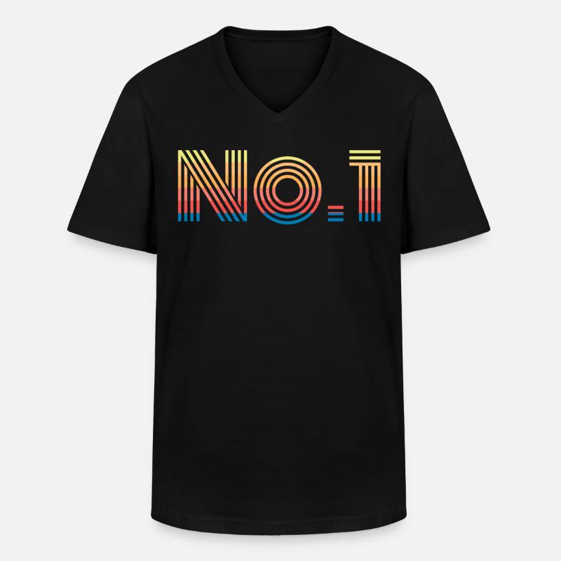 Nummer 1 No 1 - Männer-T-Shirt mit V-Ausschnitt - Schwarz