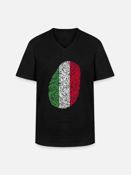 Italian fingerprint - Men's V-Neck T-Shirt - black