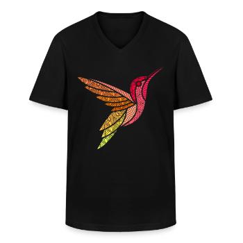 Kolibri Vogel Tier Mandala Vögel Design Kunst - Männer-T-Shirt mit V-Ausschnitt - Schwarz - Vorne - AI Model Male 178 dark (178cm)