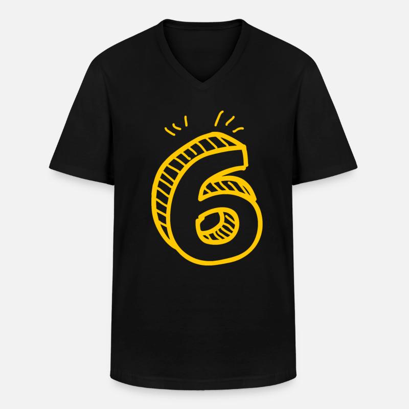 6 Nummer 6 - Männer-T-Shirt mit V-Ausschnitt - Schwarz