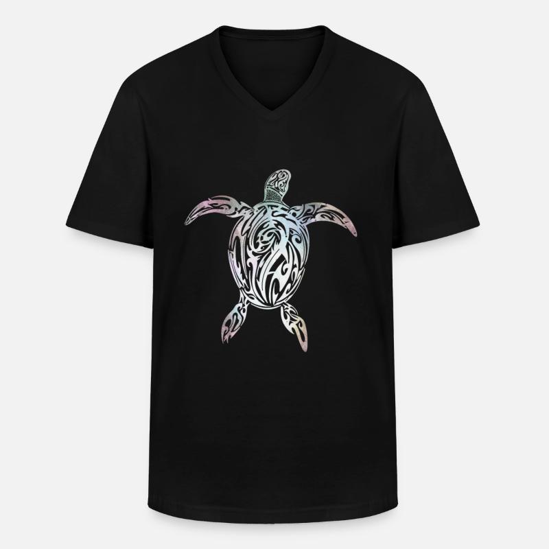Tartaruga tribale Maori - Maglietta da uomo classica con scollo a V - nero
