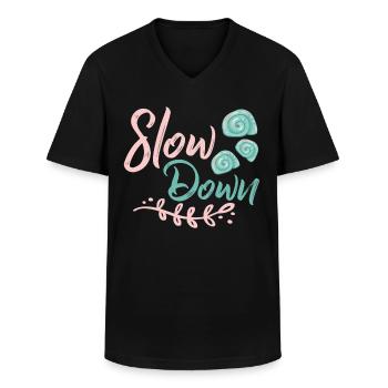 Slow down - Men's V-Neck T-Shirt - black - Front - AI Model Male 178 dark (178cm)
