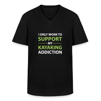 Kayaking - Men's V-Neck T-Shirt - black - Front - AI Model Male 178 dark (178cm)