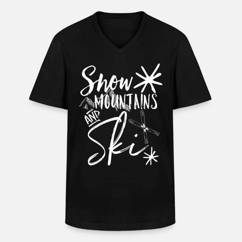 Ski Mountain Snow - Männer-T-Shirt mit V-Ausschnitt - Schwarz