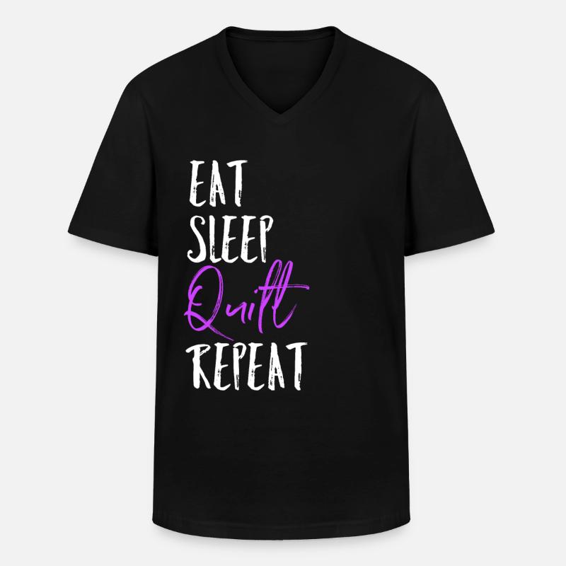 Quilt - Männer-T-Shirt mit V-Ausschnitt - Schwarz