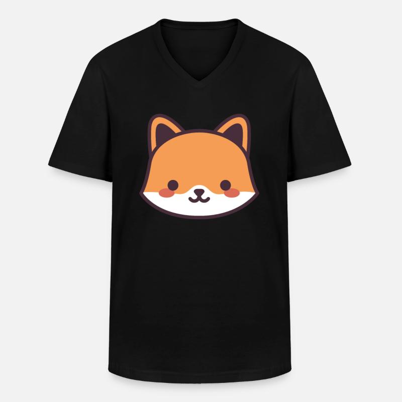 Fox kawaii - Men's V-Neck T-Shirt - black