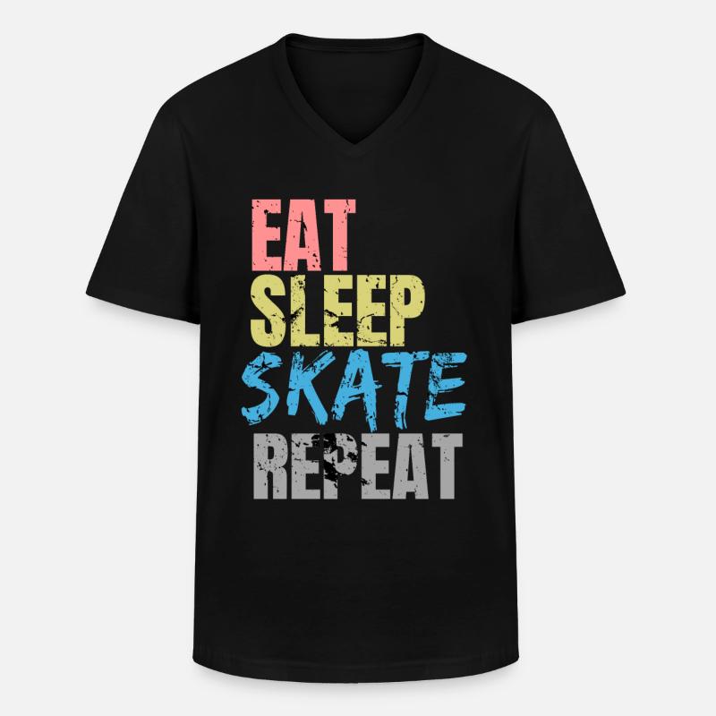 Eat Sleep Skate Repeat - Männer-T-Shirt mit V-Ausschnitt - Schwarz