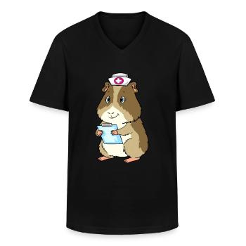 Guinea pig nurse dressed up - Men's V-Neck T-Shirt - black - Front - AI Model Male 178 dark (178cm)