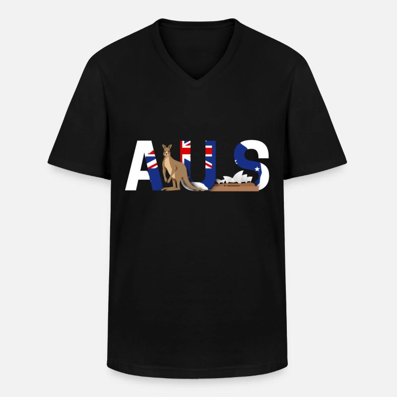Australien - Männer-T-Shirt mit V-Ausschnitt - Schwarz