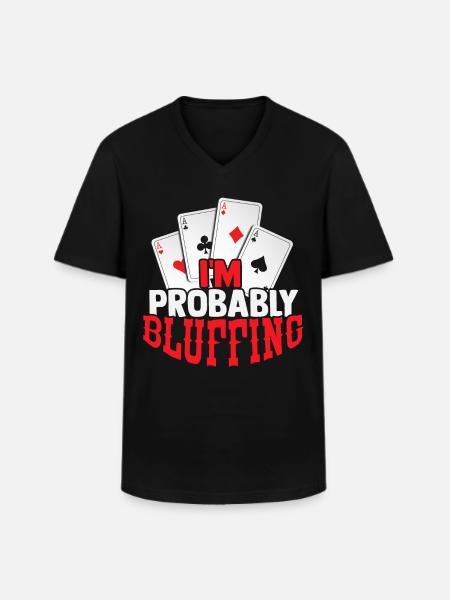 poker - T-shirt col V Homme - noir