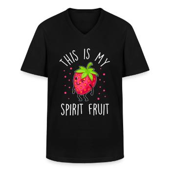 Erdbeere lustiger Spruch - Männer-T-Shirt mit V-Ausschnitt - Schwarz - Vorne - AI Model Male 178 dark (178cm)
