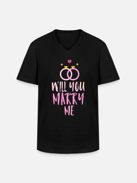 Will you marry me - Men's V-Neck T-Shirt - black