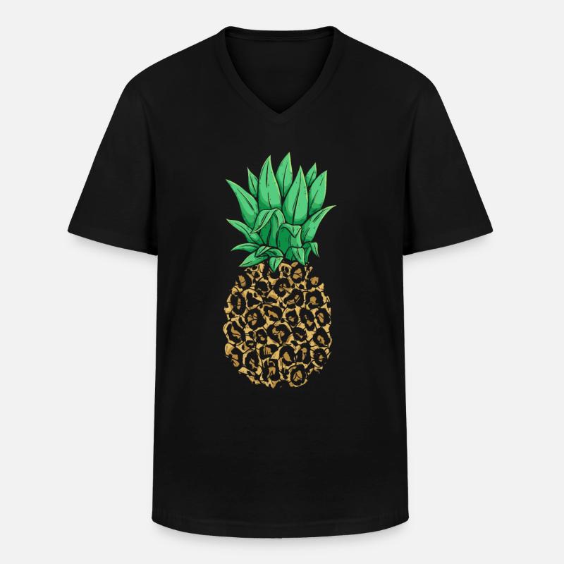 Ananas Design - Männer-T-Shirt mit V-Ausschnitt - Schwarz