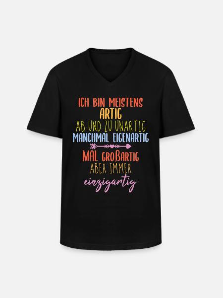 Einzigartig Spruch - Männer-T-Shirt mit V-Ausschnitt - Schwarz