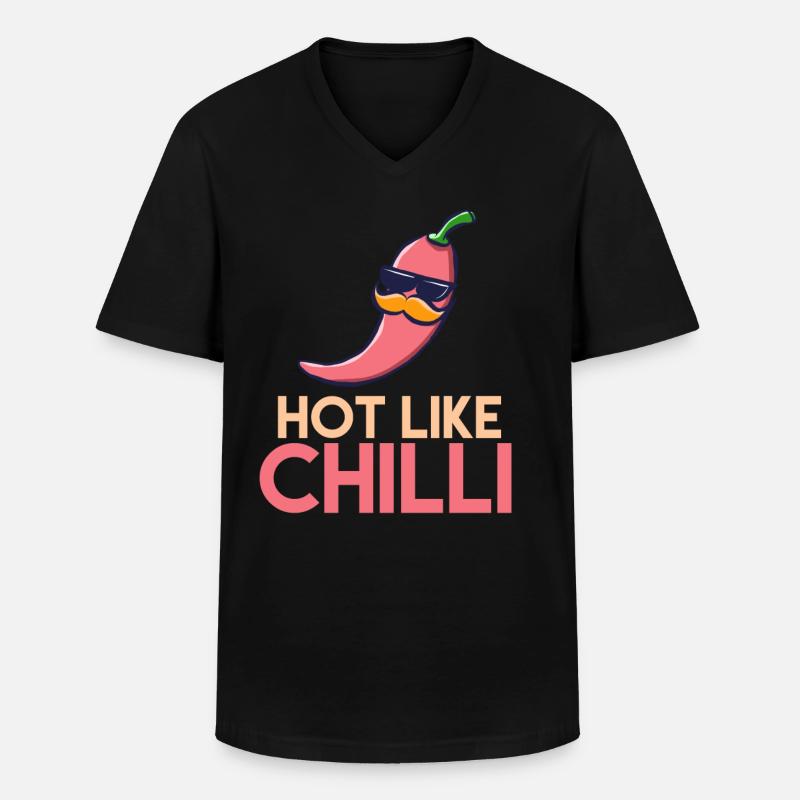 Hot like Chilli - Männer-T-Shirt mit V-Ausschnitt - Schwarz