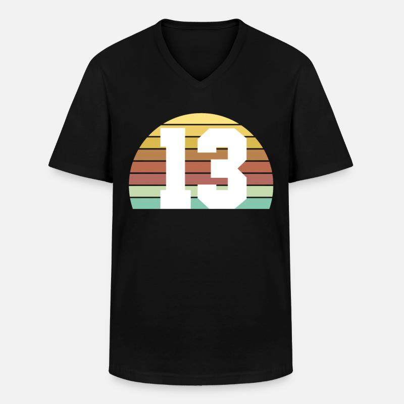 13 - Männer-T-Shirt mit V-Ausschnitt - Schwarz