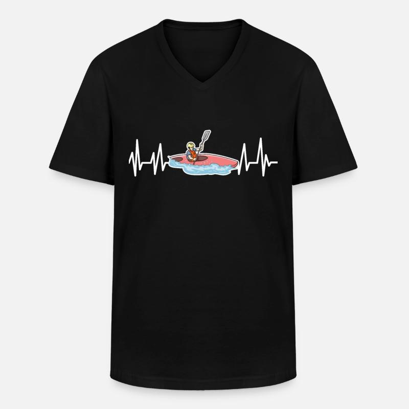 Kajak - Männer-T-Shirt mit V-Ausschnitt - Schwarz
