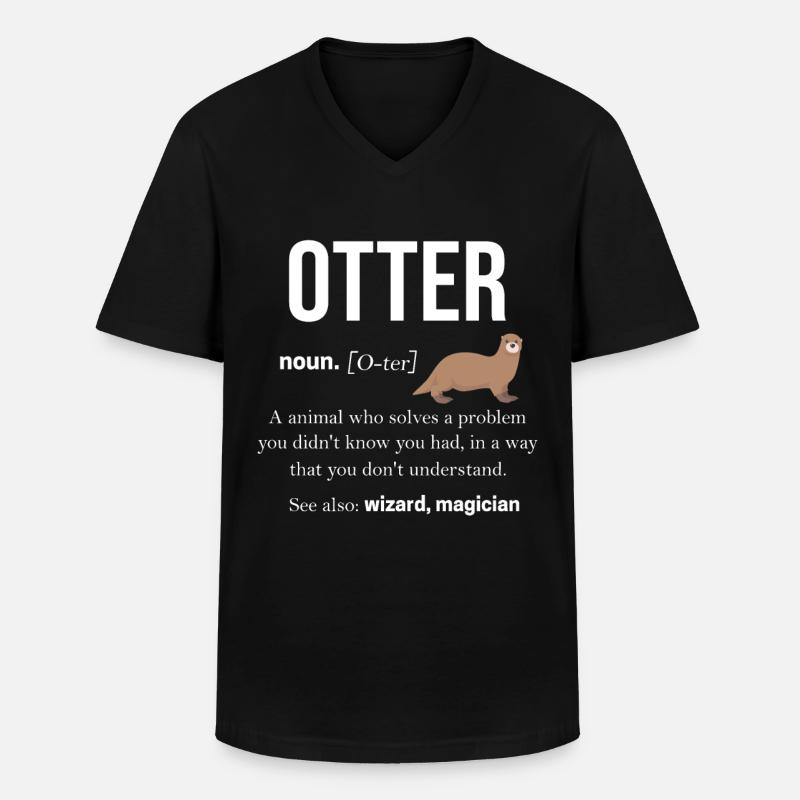 Otter - Männer-T-Shirt mit V-Ausschnitt - Schwarz