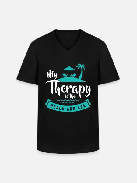 Strand Meer Urlaub Spruch Palmen - Männer-T-Shirt mit V-Ausschnitt - Schwarz