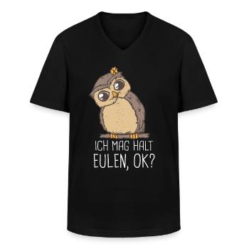 Nachteule ich mag halt Eulen ok? Eule Liebhaber - Männer-T-Shirt mit V-Ausschnitt - Schwarz - Vorne - AI Model Male 178 dark (178cm)