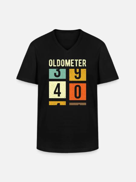 Oldometer 40th Birthday Gift - Men's V-Neck T-Shirt - black